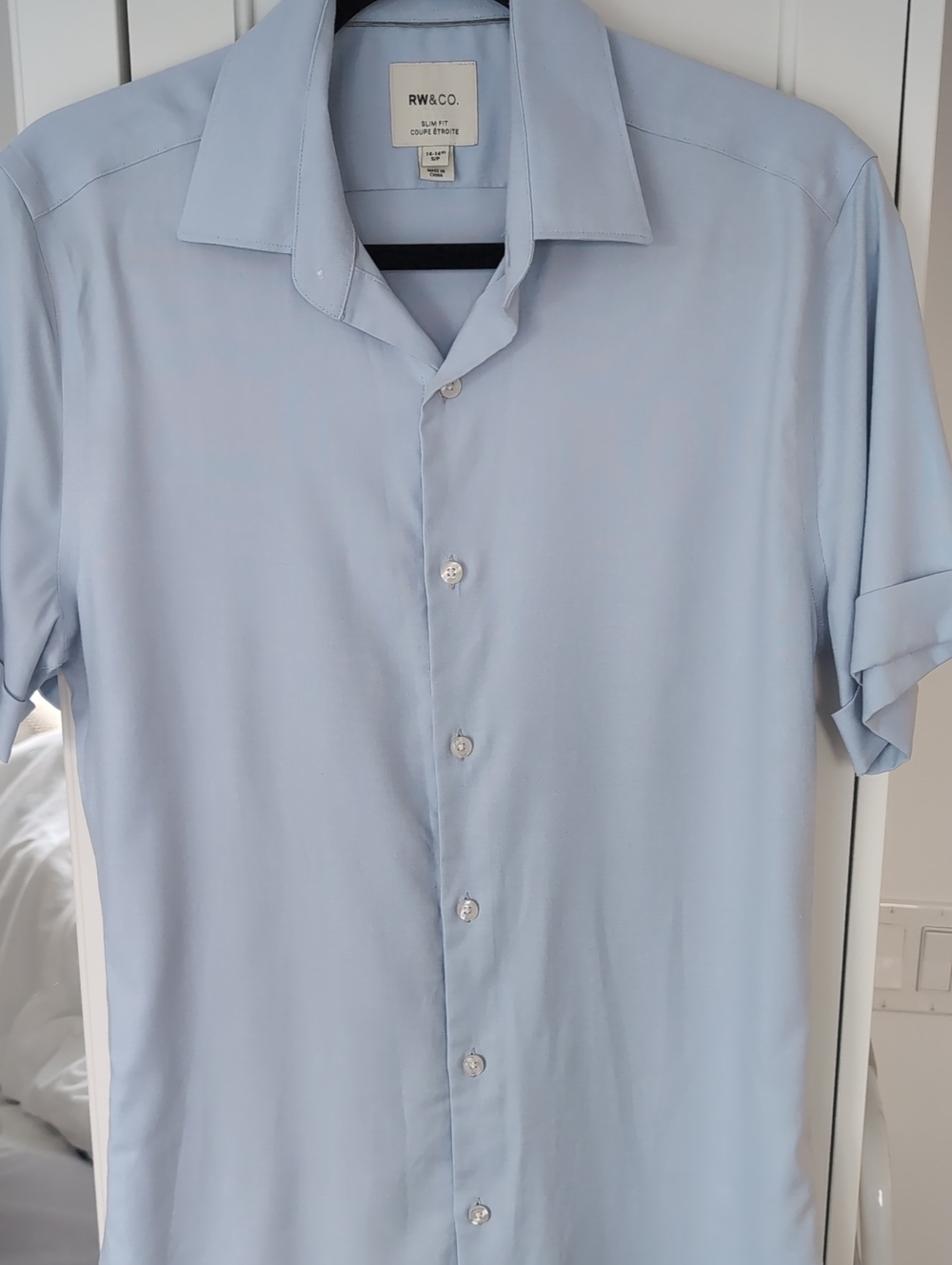 RW&CO. Men's Light Blue Slim Fit Dress Shirt | Size Small (14–14.5 Neck)